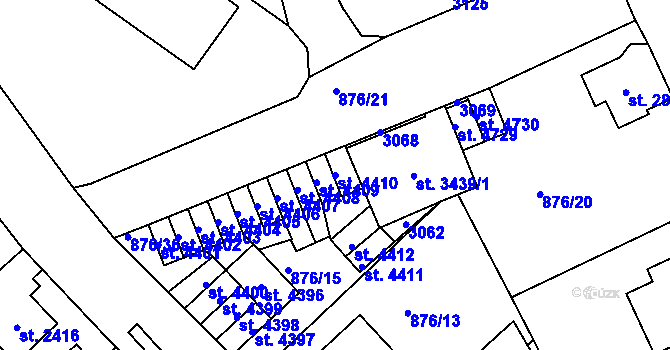 Parcela st. 4410 v KÚ Jablonec nad Nisou, Katastrální mapa