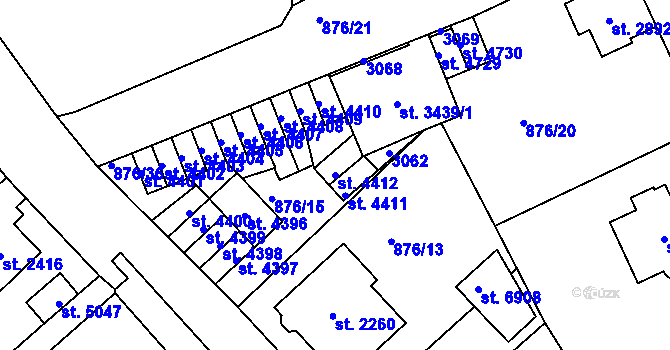 Parcela st. 4412 v KÚ Jablonec nad Nisou, Katastrální mapa