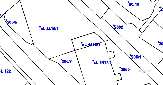 Parcela st. 4416/1 v KÚ Jablonec nad Nisou, Katastrální mapa