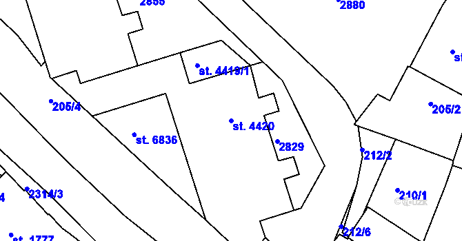 Parcela st. 4420 v KÚ Jablonec nad Nisou, Katastrální mapa