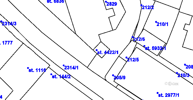 Parcela st. 4422/1 v KÚ Jablonec nad Nisou, Katastrální mapa