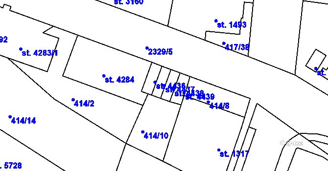 Parcela st. 4437 v KÚ Jablonec nad Nisou, Katastrální mapa