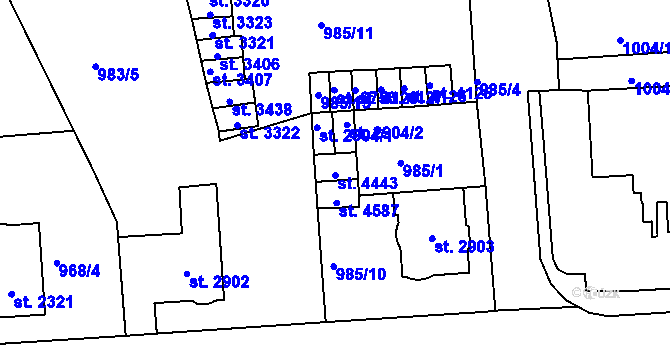 Parcela st. 4443 v KÚ Jablonec nad Nisou, Katastrální mapa