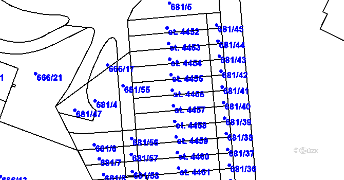 Parcela st. 4456 v KÚ Jablonec nad Nisou, Katastrální mapa