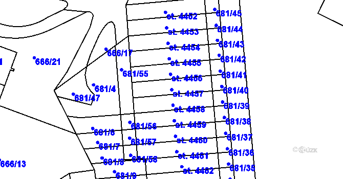 Parcela st. 4457 v KÚ Jablonec nad Nisou, Katastrální mapa