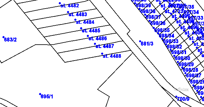 Parcela st. 4488 v KÚ Jablonec nad Nisou, Katastrální mapa