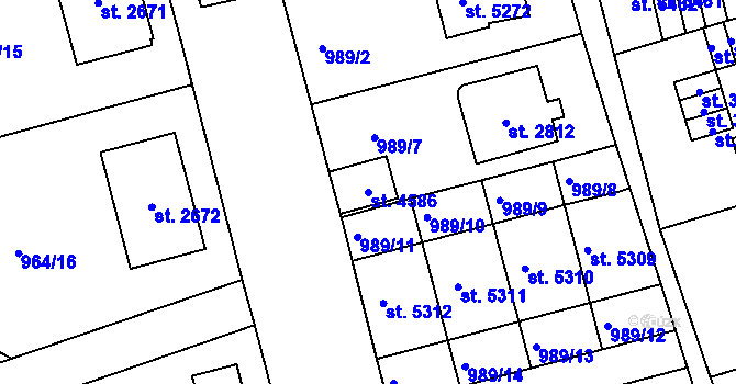 Parcela st. 4586 v KÚ Jablonec nad Nisou, Katastrální mapa