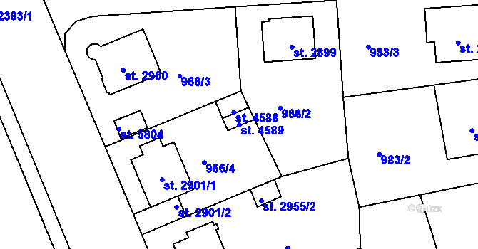 Parcela st. 4589 v KÚ Jablonec nad Nisou, Katastrální mapa