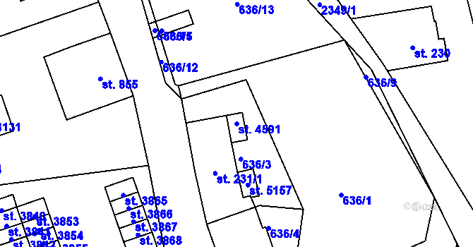 Parcela st. 4591 v KÚ Jablonec nad Nisou, Katastrální mapa
