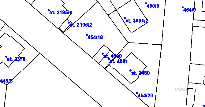 Parcela st. 4600 v KÚ Jablonec nad Nisou, Katastrální mapa