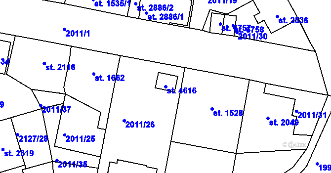 Parcela st. 4616 v KÚ Jablonec nad Nisou, Katastrální mapa