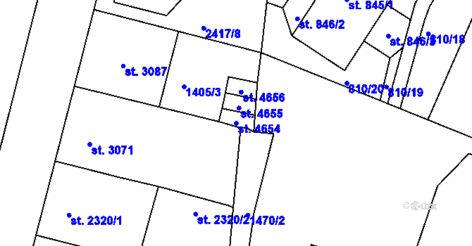 Parcela st. 4654 v KÚ Jablonec nad Nisou, Katastrální mapa