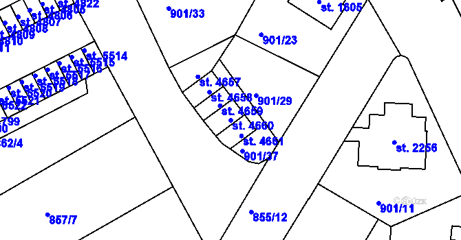 Parcela st. 4660 v KÚ Jablonec nad Nisou, Katastrální mapa