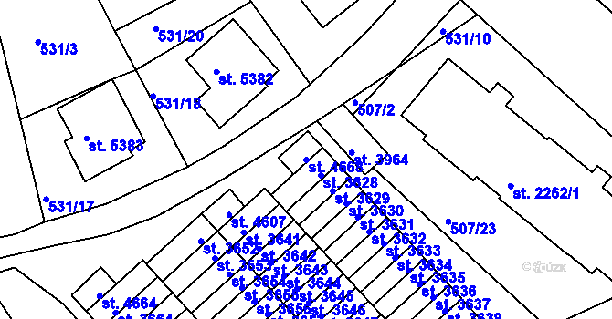 Parcela st. 4668 v KÚ Jablonec nad Nisou, Katastrální mapa