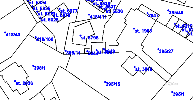 Parcela st. 4687 v KÚ Jablonec nad Nisou, Katastrální mapa