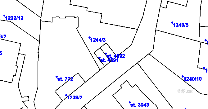 Parcela st. 4692 v KÚ Jablonec nad Nisou, Katastrální mapa