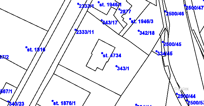 Parcela st. 4734 v KÚ Jablonec nad Nisou, Katastrální mapa