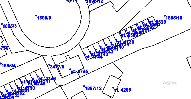 Parcela st. 4742 v KÚ Jablonec nad Nisou, Katastrální mapa