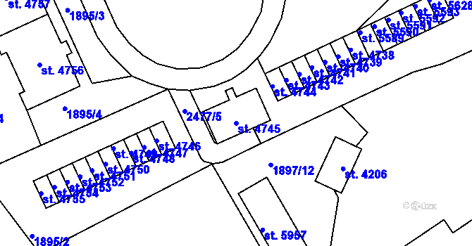 Parcela st. 4745 v KÚ Jablonec nad Nisou, Katastrální mapa