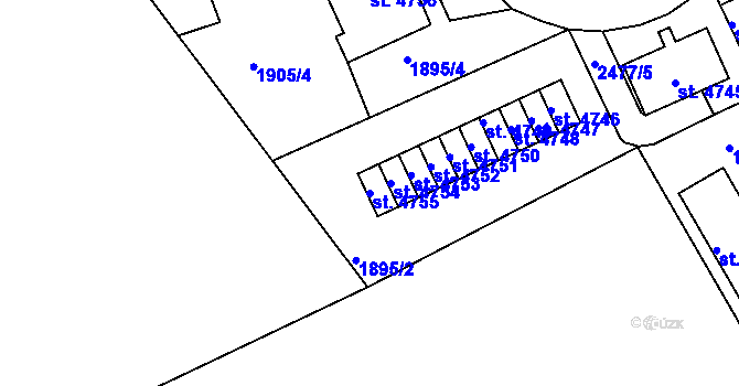 Parcela st. 4755 v KÚ Jablonec nad Nisou, Katastrální mapa