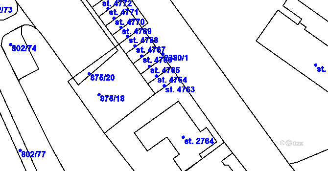 Parcela st. 4763 v KÚ Jablonec nad Nisou, Katastrální mapa