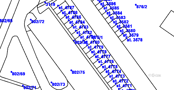 Parcela st. 4779 v KÚ Jablonec nad Nisou, Katastrální mapa