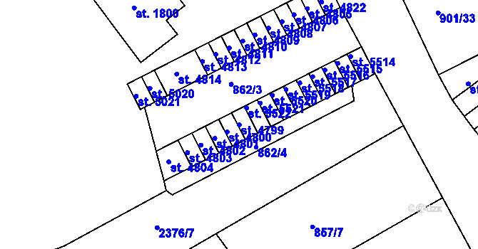 Parcela st. 4799 v KÚ Jablonec nad Nisou, Katastrální mapa