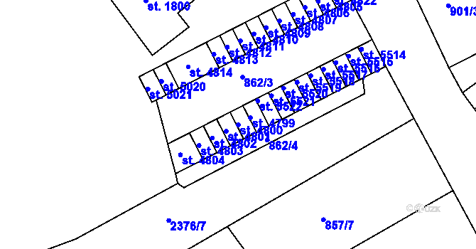 Parcela st. 4800 v KÚ Jablonec nad Nisou, Katastrální mapa