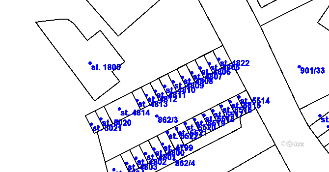 Parcela st. 4810 v KÚ Jablonec nad Nisou, Katastrální mapa