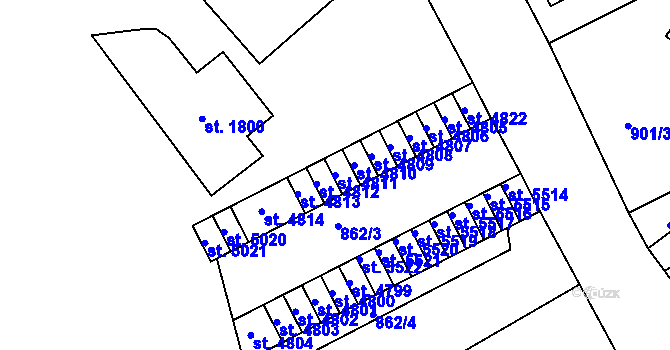 Parcela st. 4811 v KÚ Jablonec nad Nisou, Katastrální mapa