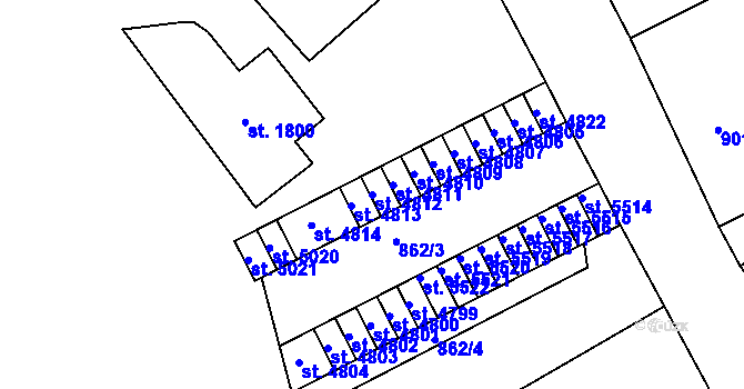 Parcela st. 4812 v KÚ Jablonec nad Nisou, Katastrální mapa