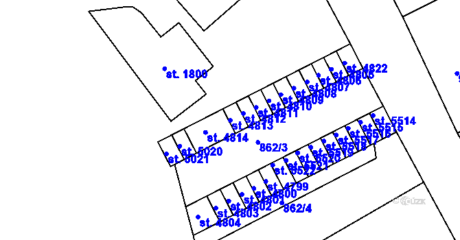 Parcela st. 4813 v KÚ Jablonec nad Nisou, Katastrální mapa
