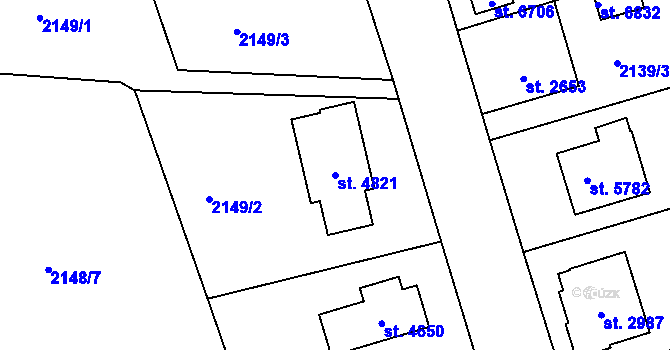 Parcela st. 4821 v KÚ Jablonec nad Nisou, Katastrální mapa