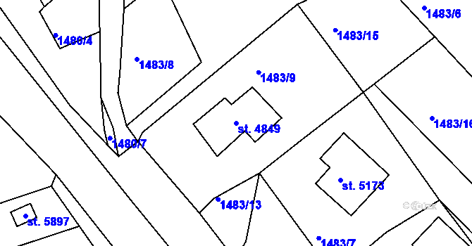 Parcela st. 4849 v KÚ Jablonec nad Nisou, Katastrální mapa