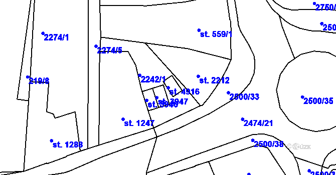 Parcela st. 4916 v KÚ Jablonec nad Nisou, Katastrální mapa