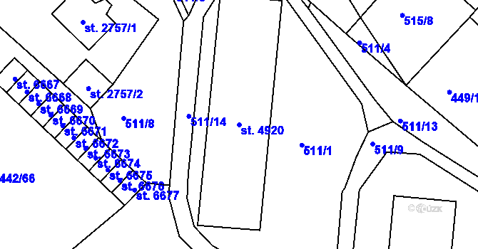 Parcela st. 4920 v KÚ Jablonec nad Nisou, Katastrální mapa