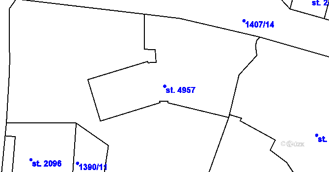 Parcela st. 4957 v KÚ Jablonec nad Nisou, Katastrální mapa