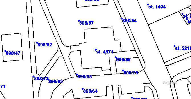 Parcela st. 4971 v KÚ Jablonec nad Nisou, Katastrální mapa