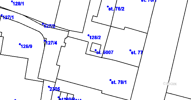 Parcela st. 5007 v KÚ Jablonec nad Nisou, Katastrální mapa