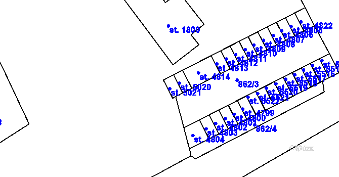 Parcela st. 5021 v KÚ Jablonec nad Nisou, Katastrální mapa