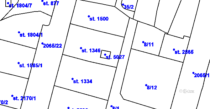 Parcela st. 5027 v KÚ Jablonec nad Nisou, Katastrální mapa