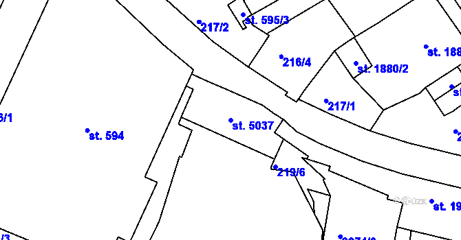 Parcela st. 5037 v KÚ Jablonec nad Nisou, Katastrální mapa