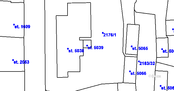 Parcela st. 5039 v KÚ Jablonec nad Nisou, Katastrální mapa