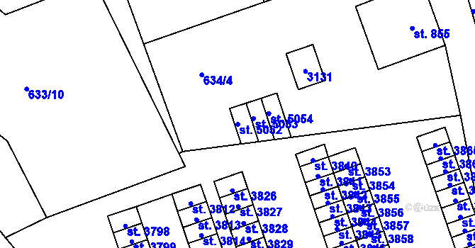 Parcela st. 5052 v KÚ Jablonec nad Nisou, Katastrální mapa
