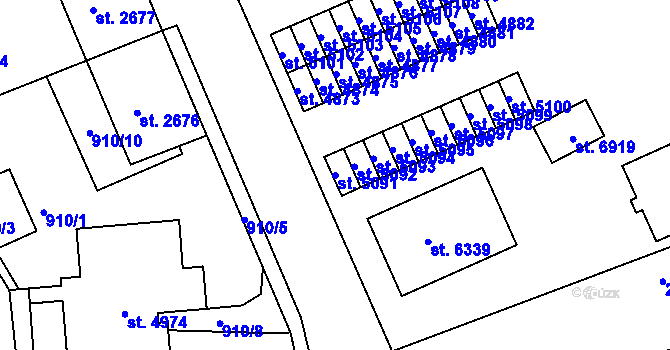 Parcela st. 5091 v KÚ Jablonec nad Nisou, Katastrální mapa