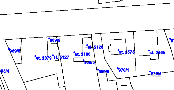 Parcela st. 5128 v KÚ Jablonec nad Nisou, Katastrální mapa