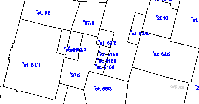 Parcela st. 5154 v KÚ Jablonec nad Nisou, Katastrální mapa