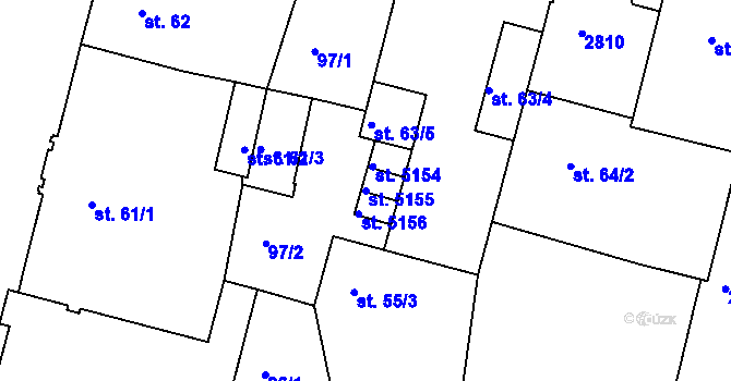 Parcela st. 5155 v KÚ Jablonec nad Nisou, Katastrální mapa