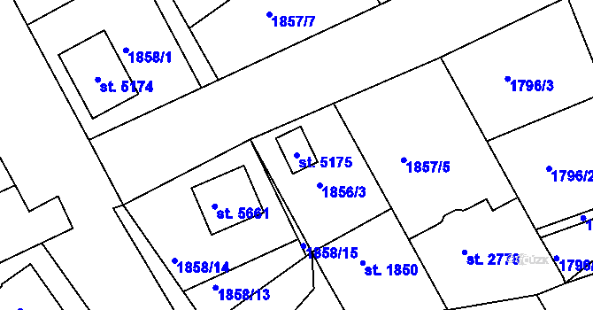 Parcela st. 5175 v KÚ Jablonec nad Nisou, Katastrální mapa