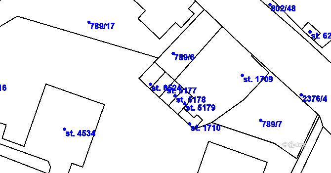 Parcela st. 5177 v KÚ Jablonec nad Nisou, Katastrální mapa